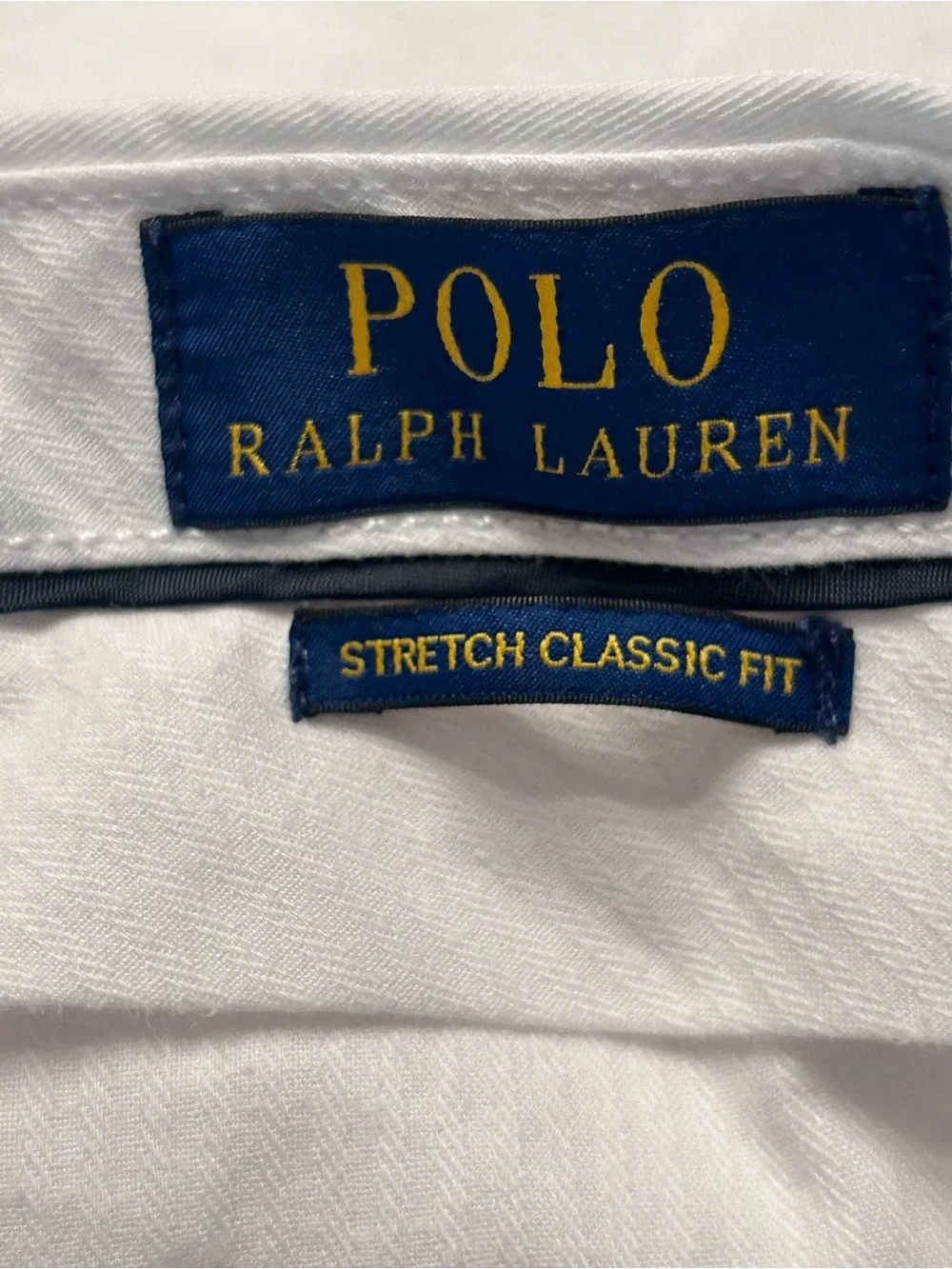 Polo Ralph Lauren Stretch Classic White Chino Navy Pony Shorts Men's Size 34 9”